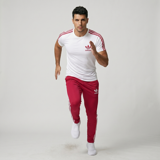 Men's cherry red and navy blue 2-piece active wear set - Pearl Clothing Pakistan