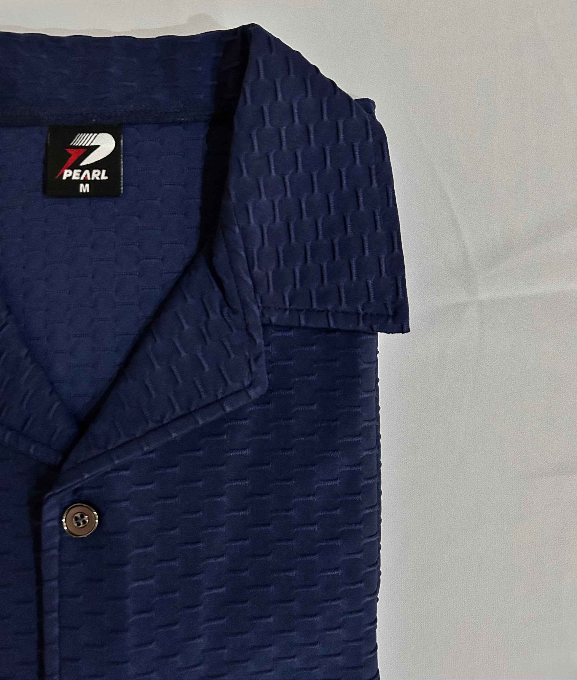 Waffle Knit Camp Collar - Navy Blue Button Down