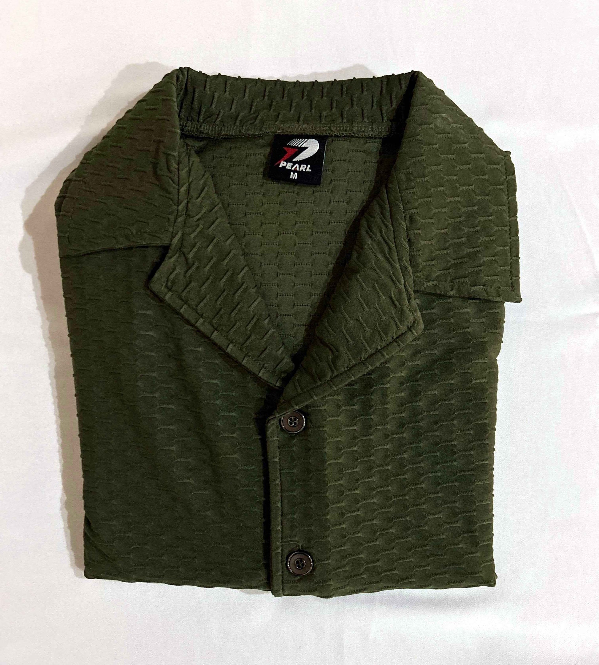 Waffle Knit Cuban Collar T-Shirt - Button Down Casual