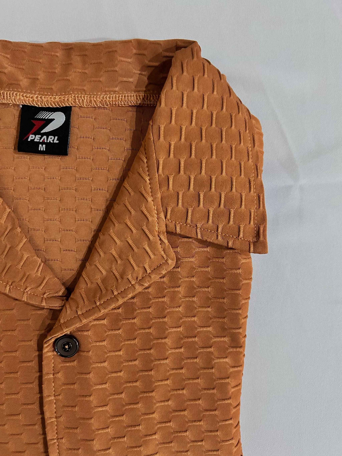 Premium Waffle Knit Cuban Collar - Orange Casual Shirt