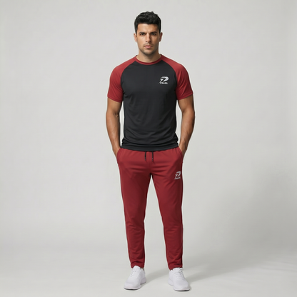 Men Premium Gym Wear in Pakistan - Full athletic suit for men in black and red