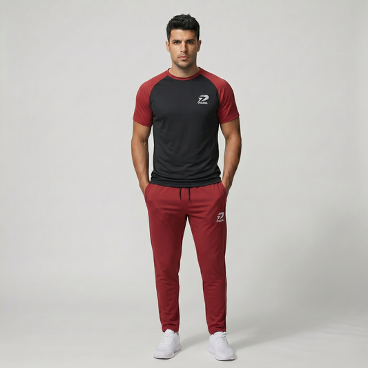 Men Premium Gym Wear in Pakistan - Full athletic suit for men in black and red