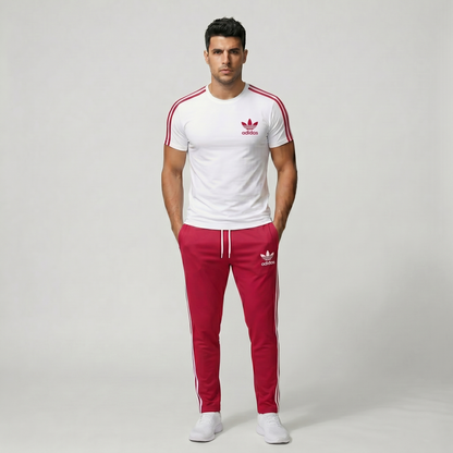Men's cherry red and navy blue 2-piece active wear set - Pearl Clothing Pakistan