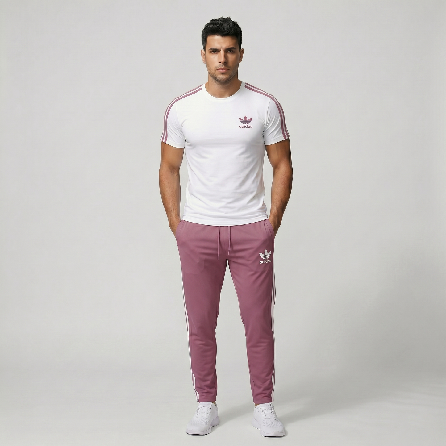 Men's coral pink 2-piece gym set - Pearl Men Premium Gym Wear in Pakistan