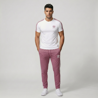 Men's coral pink 2-piece gym set - Pearl Men Premium Gym Wear in Pakistan