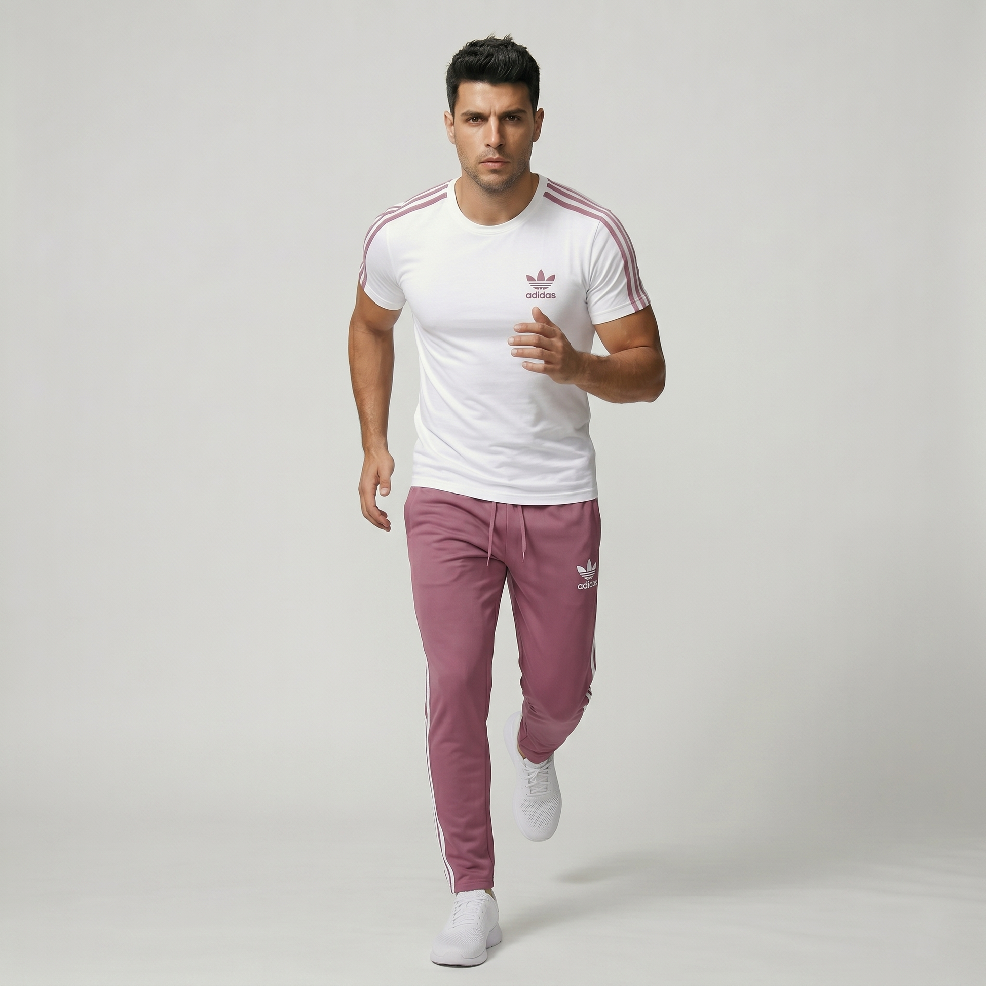 Men's coral pink 2-piece gym set - Pearl Performance Wear
