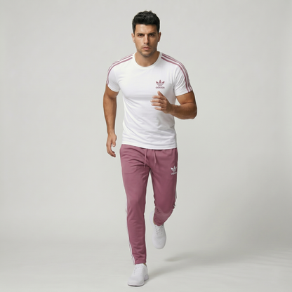 Men's coral pink 2-piece gym set - Pearl Performance Wear