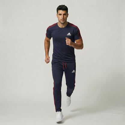 Full view of athletic fit navy tracksuit for men - Pearl Brand