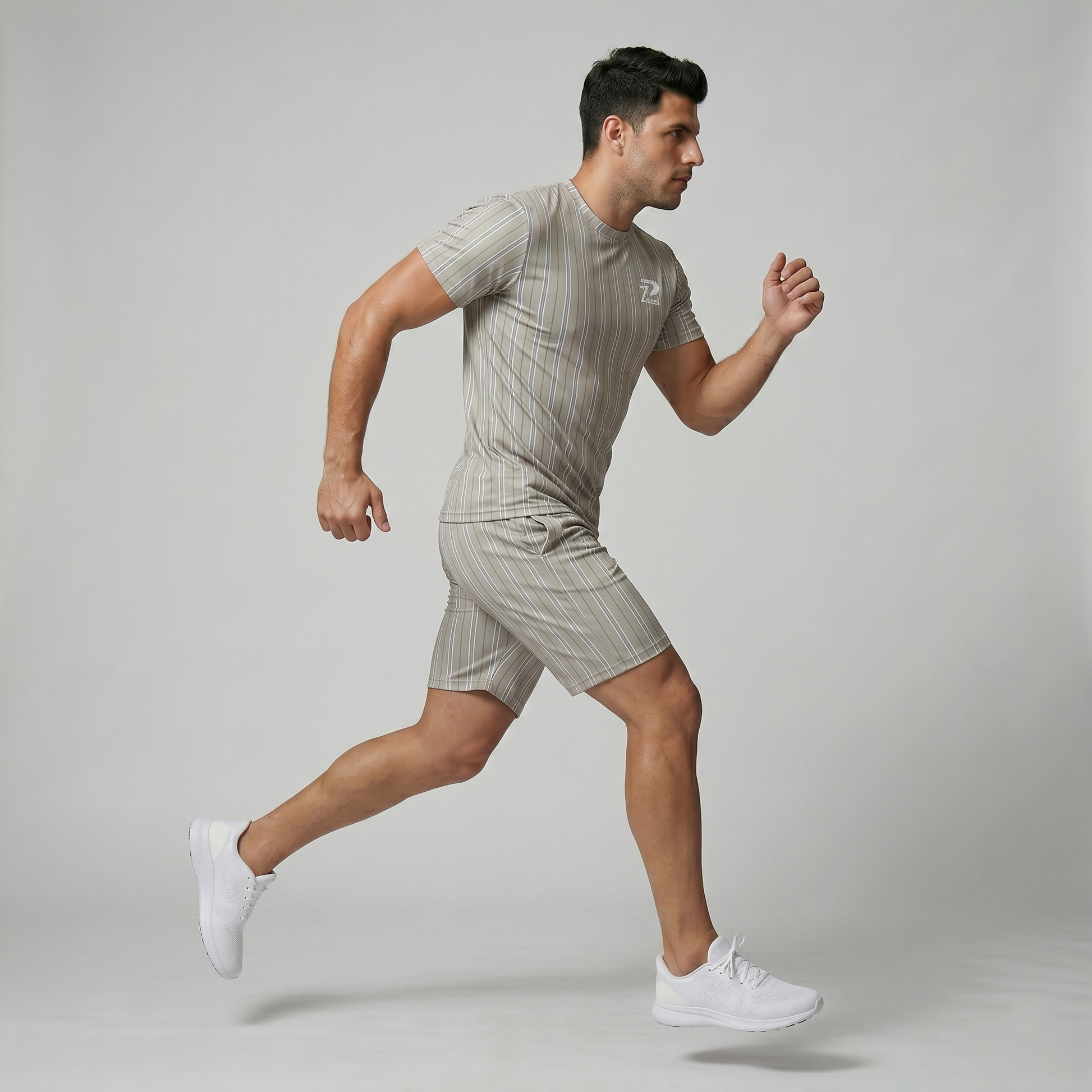 Athletic gym shorts and t-shirt set in sage green - Pearl Performance Wear
