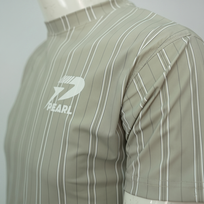 Close-up of breathable weeping willow athletic fabric - Pearl gym kit