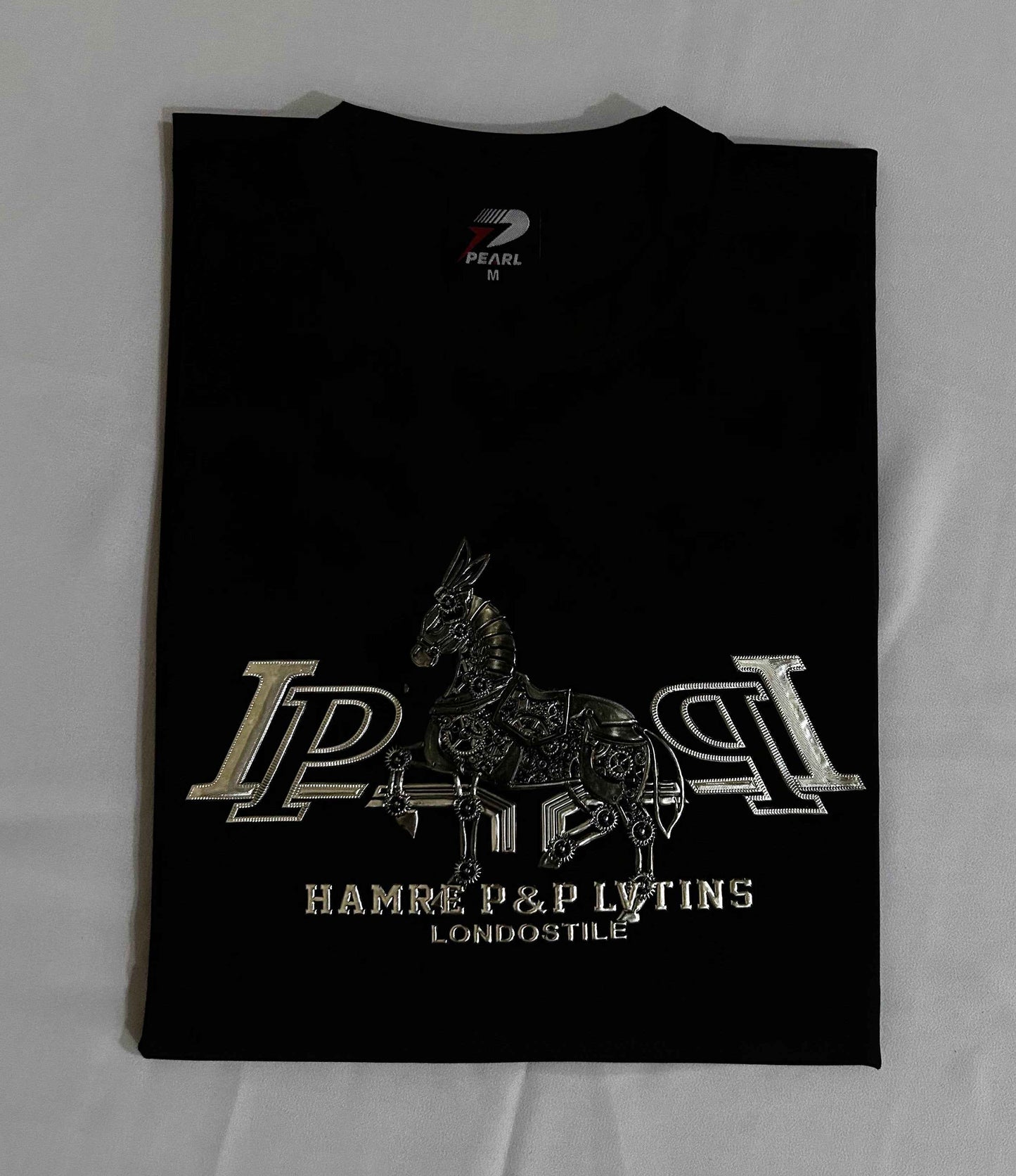 Men Premium Breathable T-Shirts - Jet Black  Silver Embossed