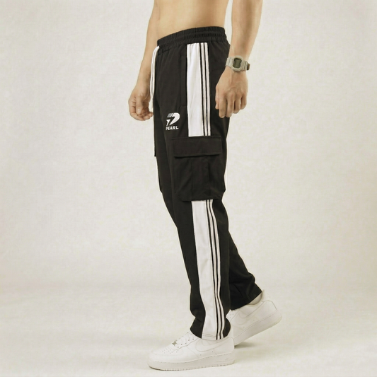 Sleek black tech wear joggers with single utility pocket - Pearl Brand Pakistan