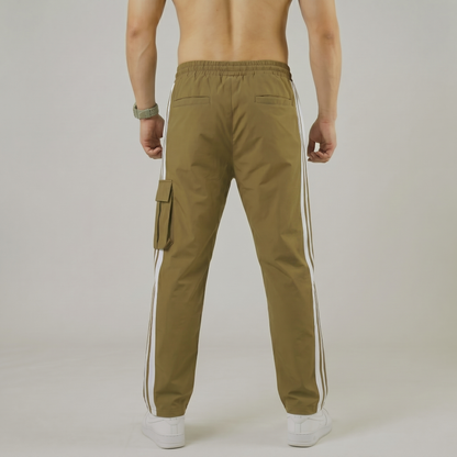 Rear view of tapered camel brown performance pants - Pearl Brand